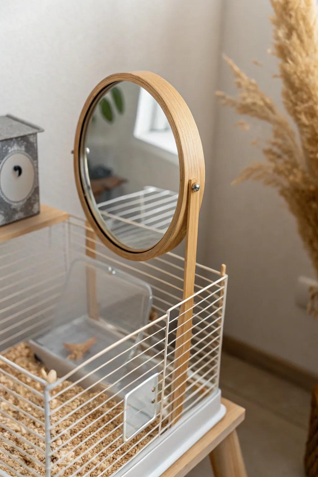 Reflecting natural beauty: a charming touch for your hamster's minimalist haven.
