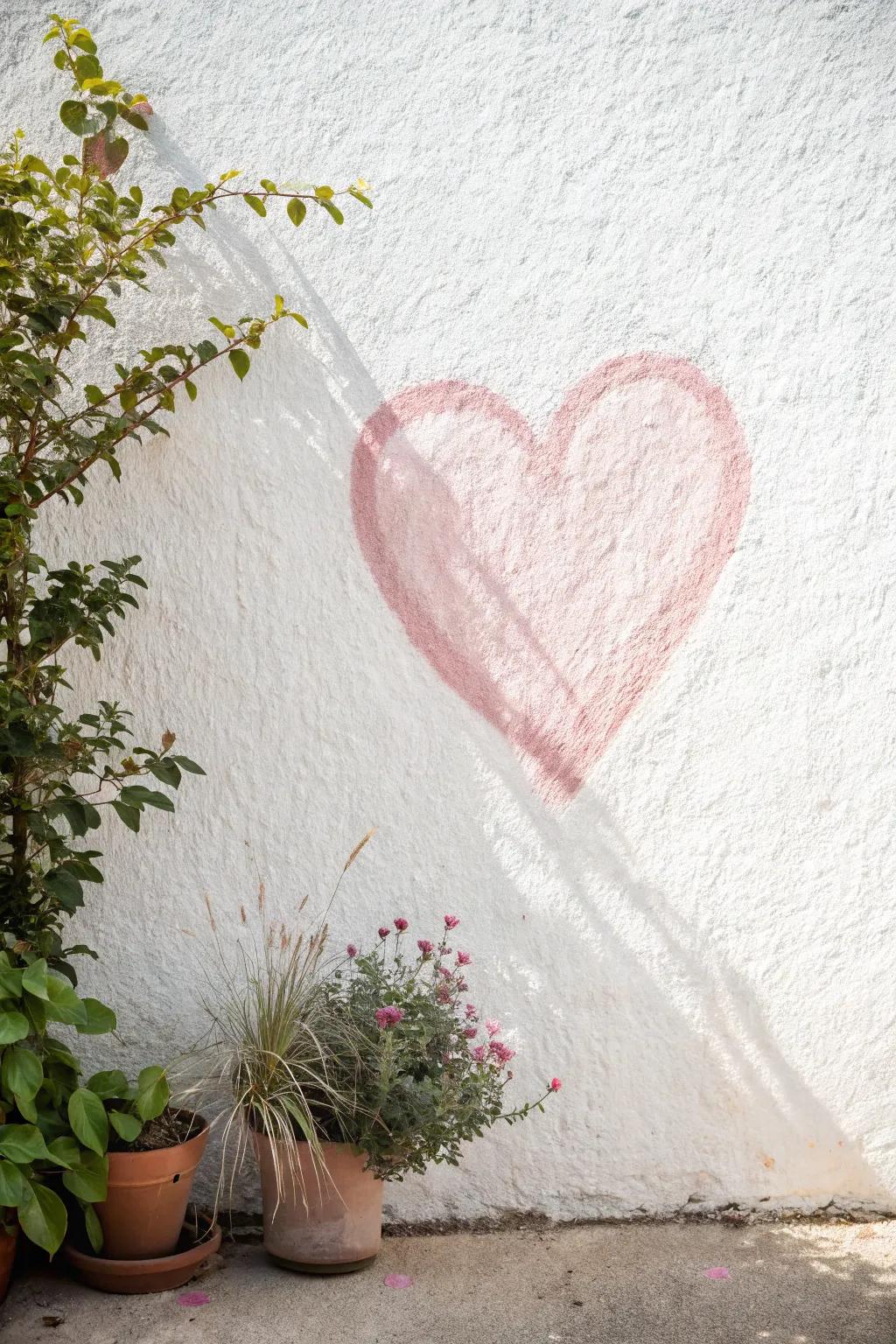 Embrace the art of simplicity with a heart stencil that adds a touch of edgy elegance to your space.