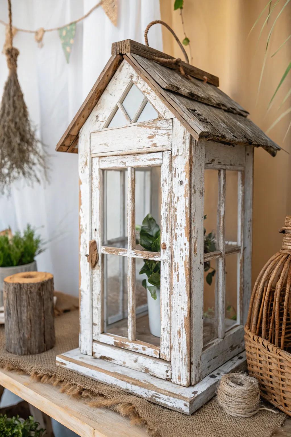 Breathe new life into old windows with this charming homemade bird aviary, where vintage meets sustainability.