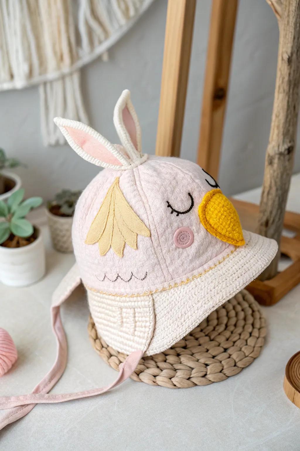 Unleash imagination with this charming handcrafted bird hat—where creativity takes flight!