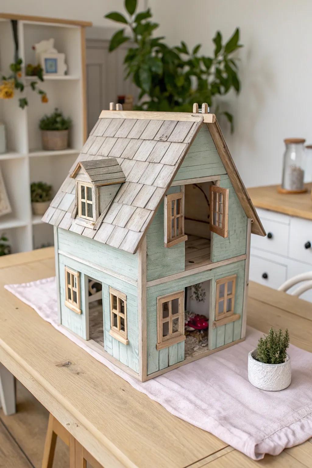 Discover the magic of hidden spaces with a charming hinged roof dollhouse. #CraftedWithLove