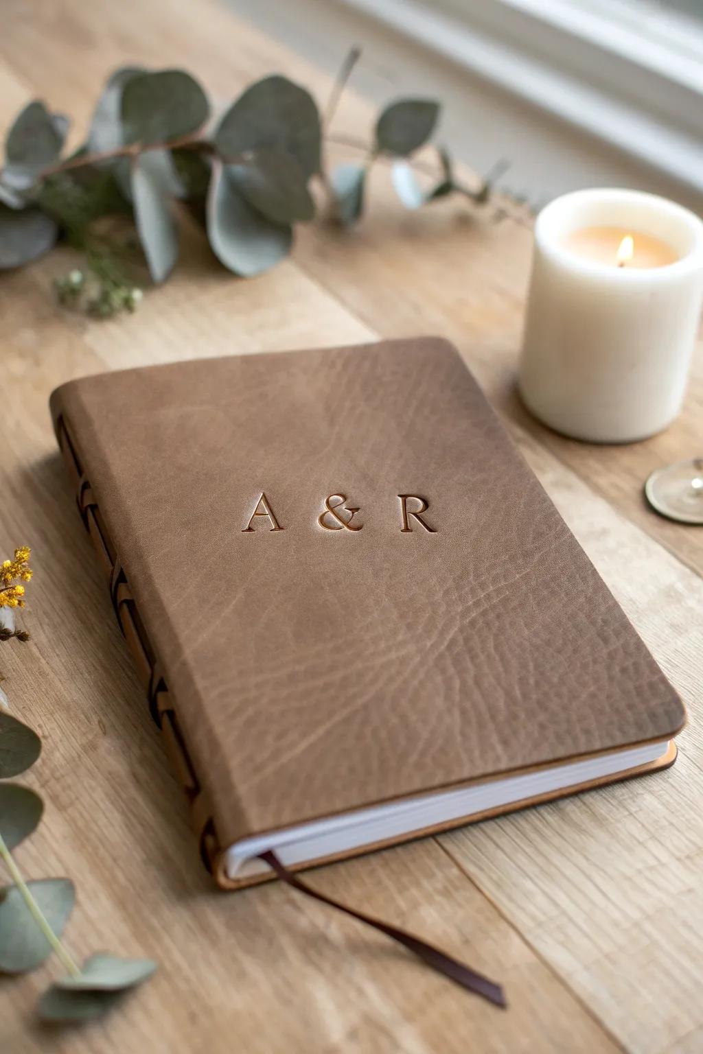 Craft a personalized treasure: A beautifully embossed notebook for your loved one.