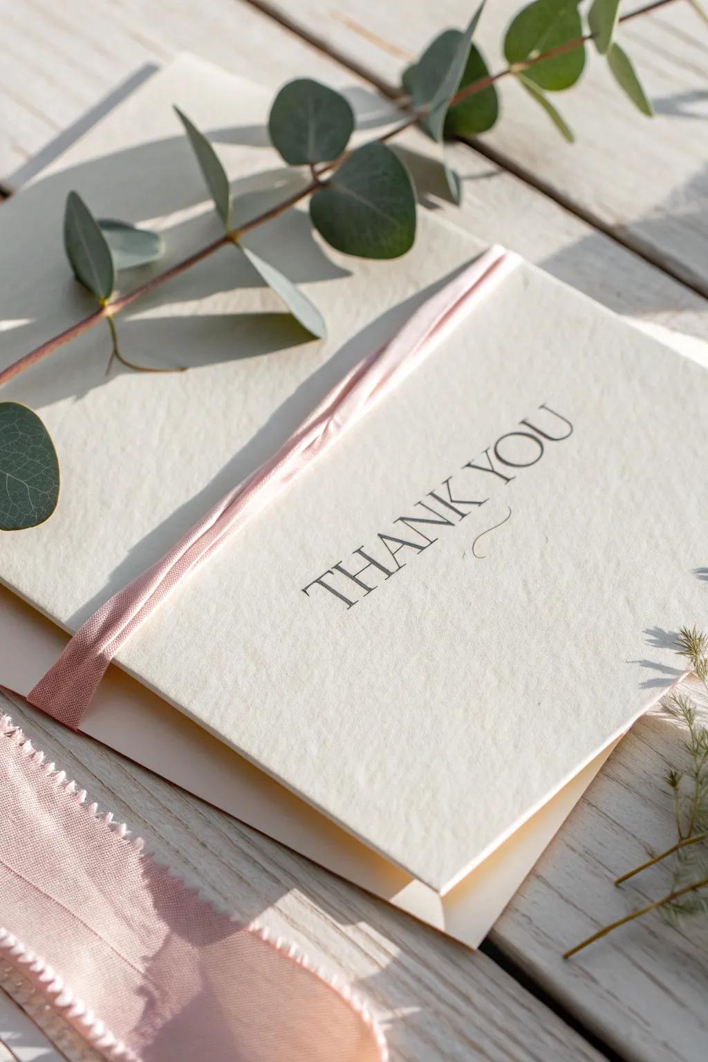 Elevate your thank you cards with a touch of fabric for a personal, tactile experience.