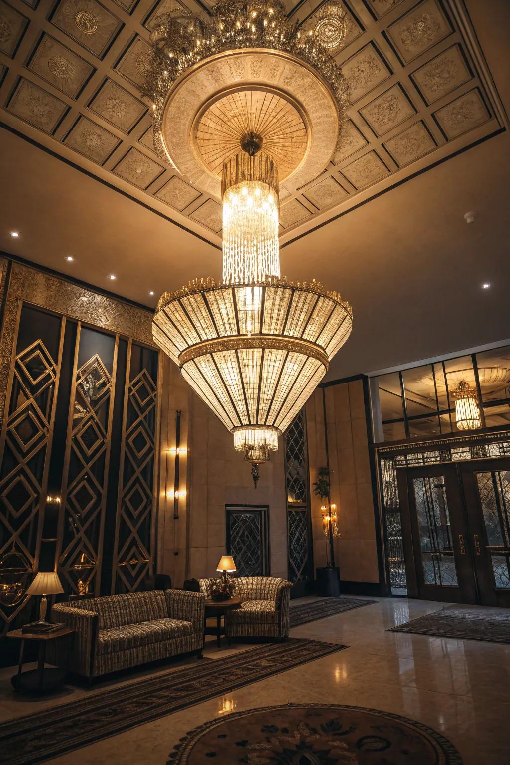 Art deco light fixtures add drama and elegance to any space.
