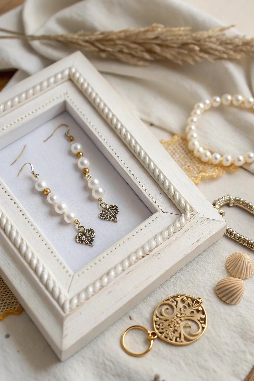 Elevate your cherished memories with a touch of elegance: jewelry-adorned picture frames for the perfect blend of simplicity and style.