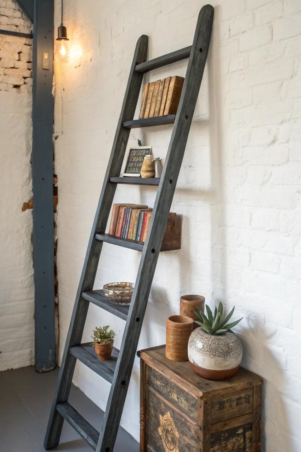 Elevate your space with a touch of craftsmanship: a ladder reimagined as art.