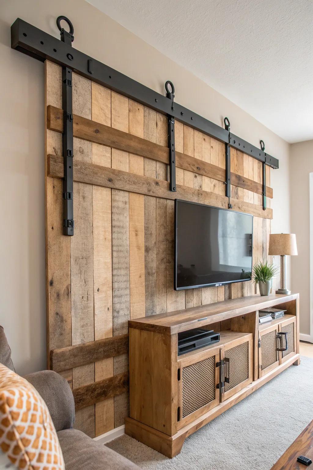 Elevate your space with an industrial twist: where rustic pallet wood meets modern metal.