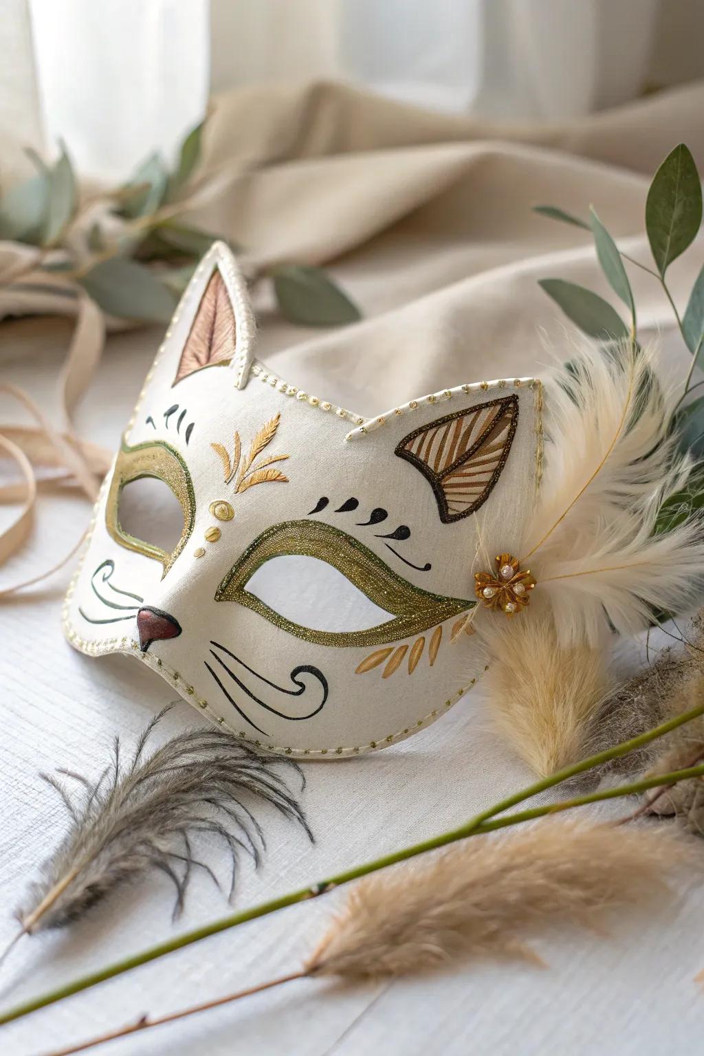 Unleash your inner feline with this stunning, minimalist Mardi Gras mask.