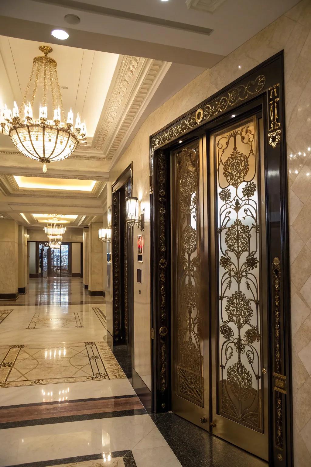 Elevator with custom doors for a dramatic and stylish entrance.