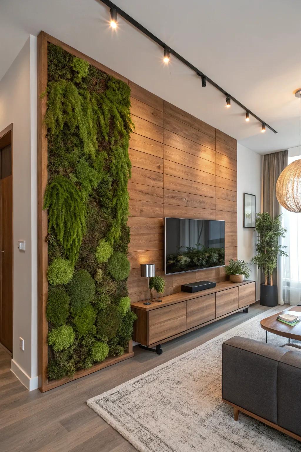 Moss wall art that serves as a refreshing focal point.