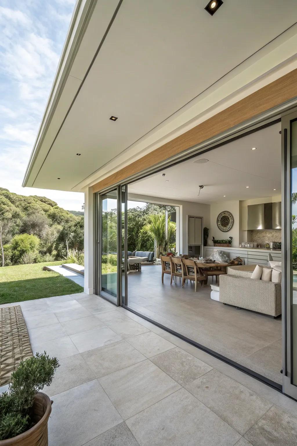 Seamless paint integration blurs indoor and outdoor spaces.