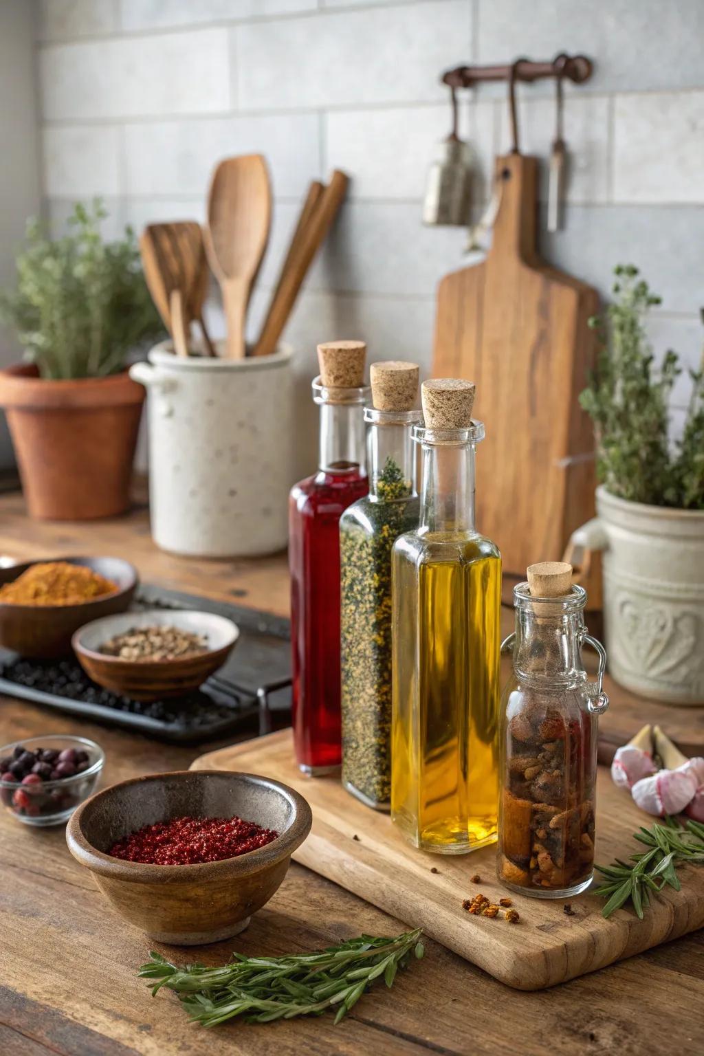 Gourmet cooking ingredients inspire culinary adventures.