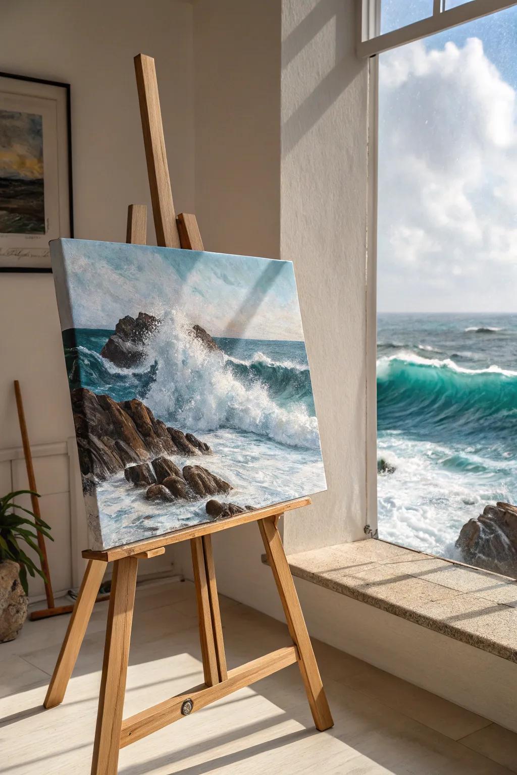 Embrace the ocean's energy with this stunning seascape masterpiece, perfect for lovers of minimalist and boho aesthetics.