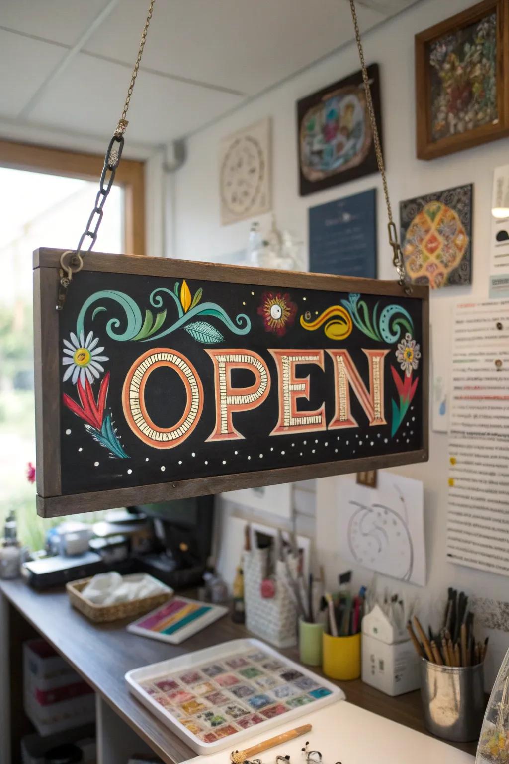 Express your individuality with a custom open sign.