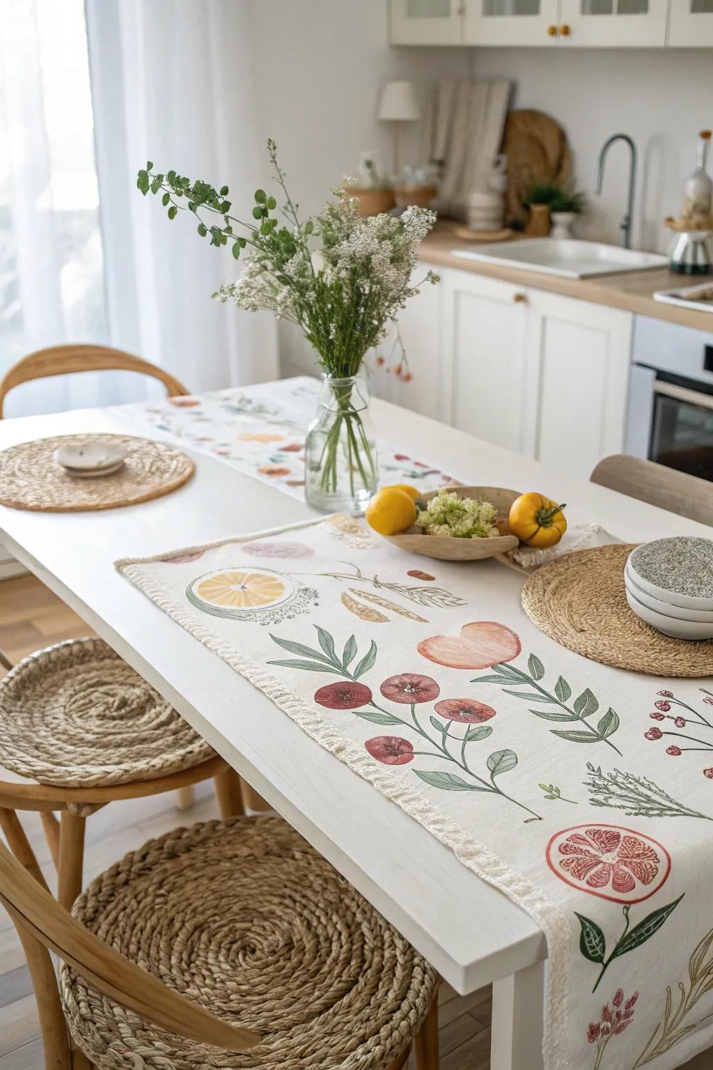Whimsy Meets Minimalism: A Dining Table with Subtle Fruit Motifs
