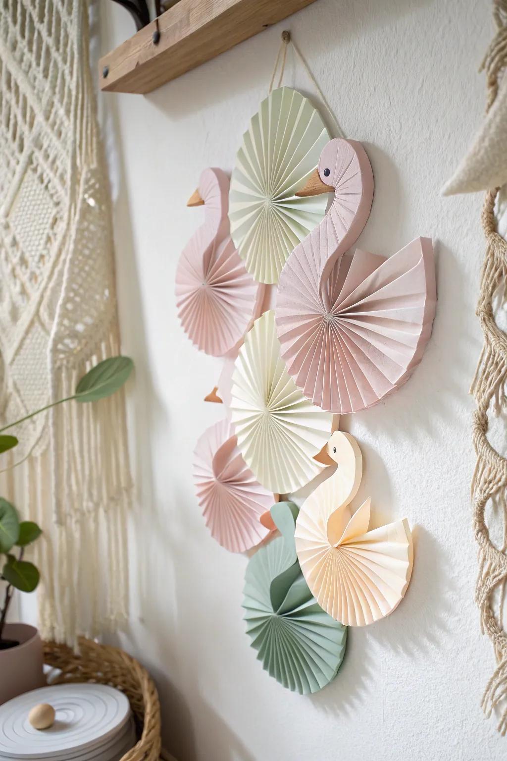 Bring serenity to your space with this layered paper duck wall art - a perfect blend of minimalist design and natural beauty.
