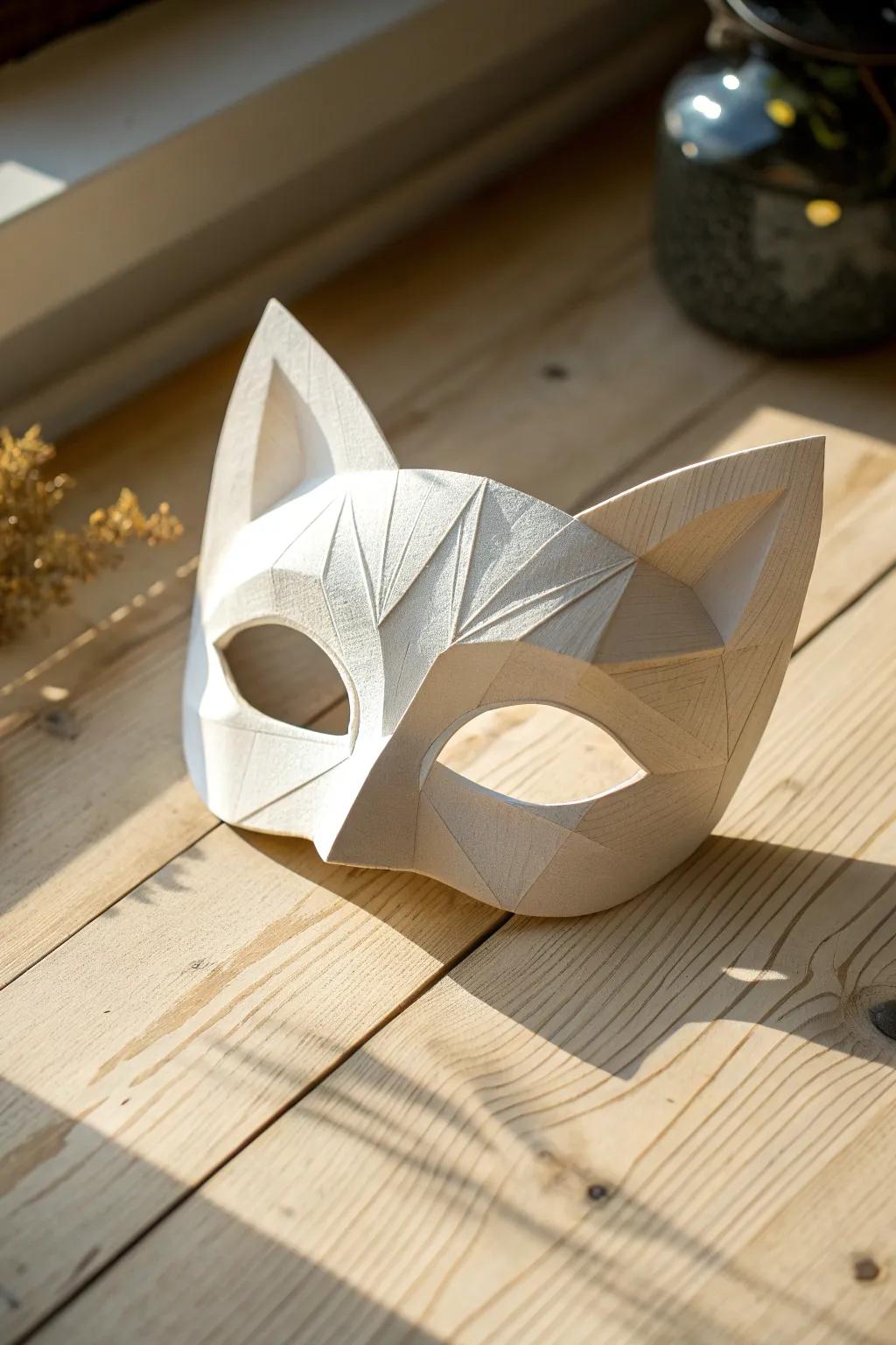 Embrace simplicity with this striking silhouette mask. Perfect for a touch of minimalist elegance.