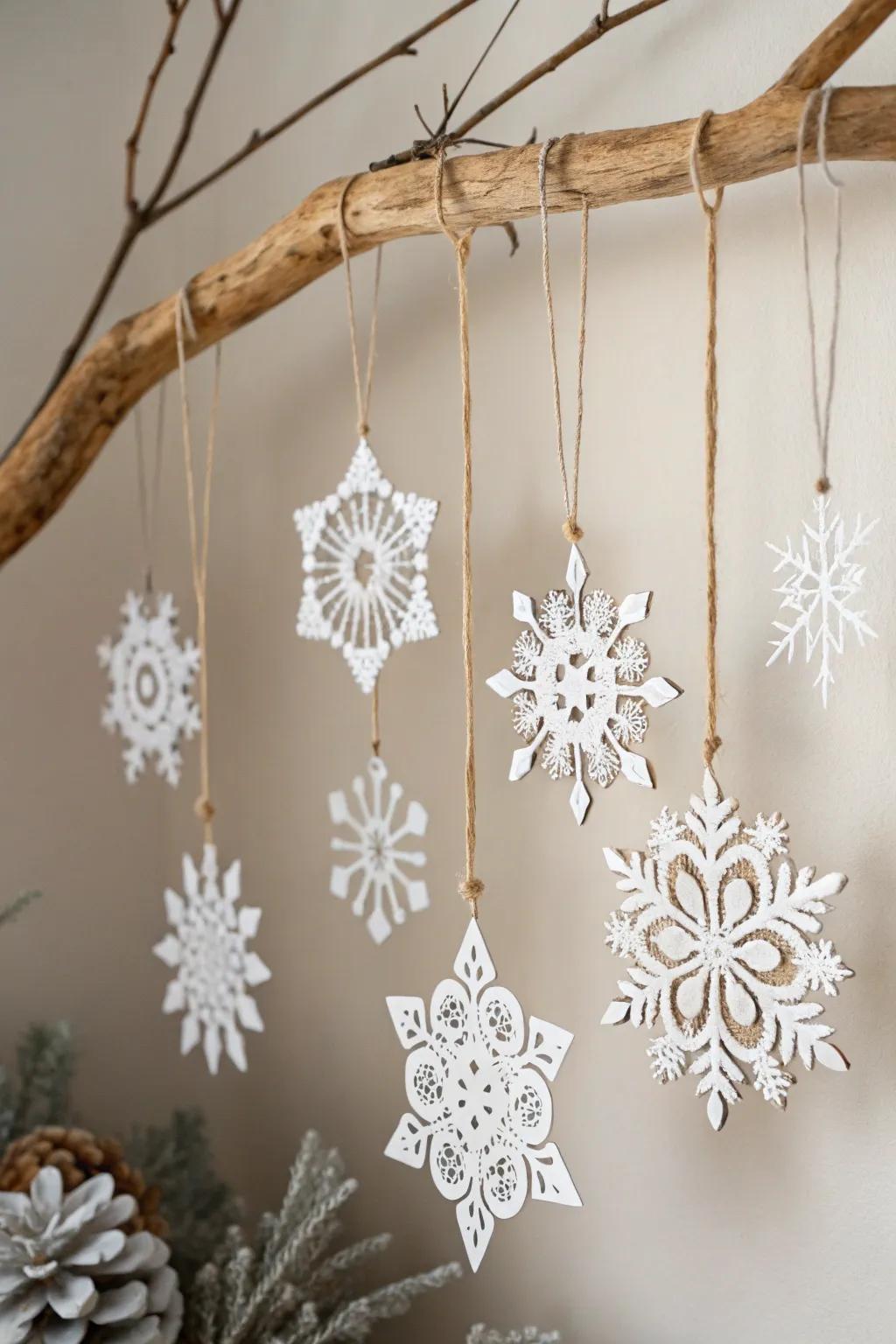 Elevate your winter decor with a charming snowflake wall hanging that embodies the beauty of simplicity and craftsmanship.