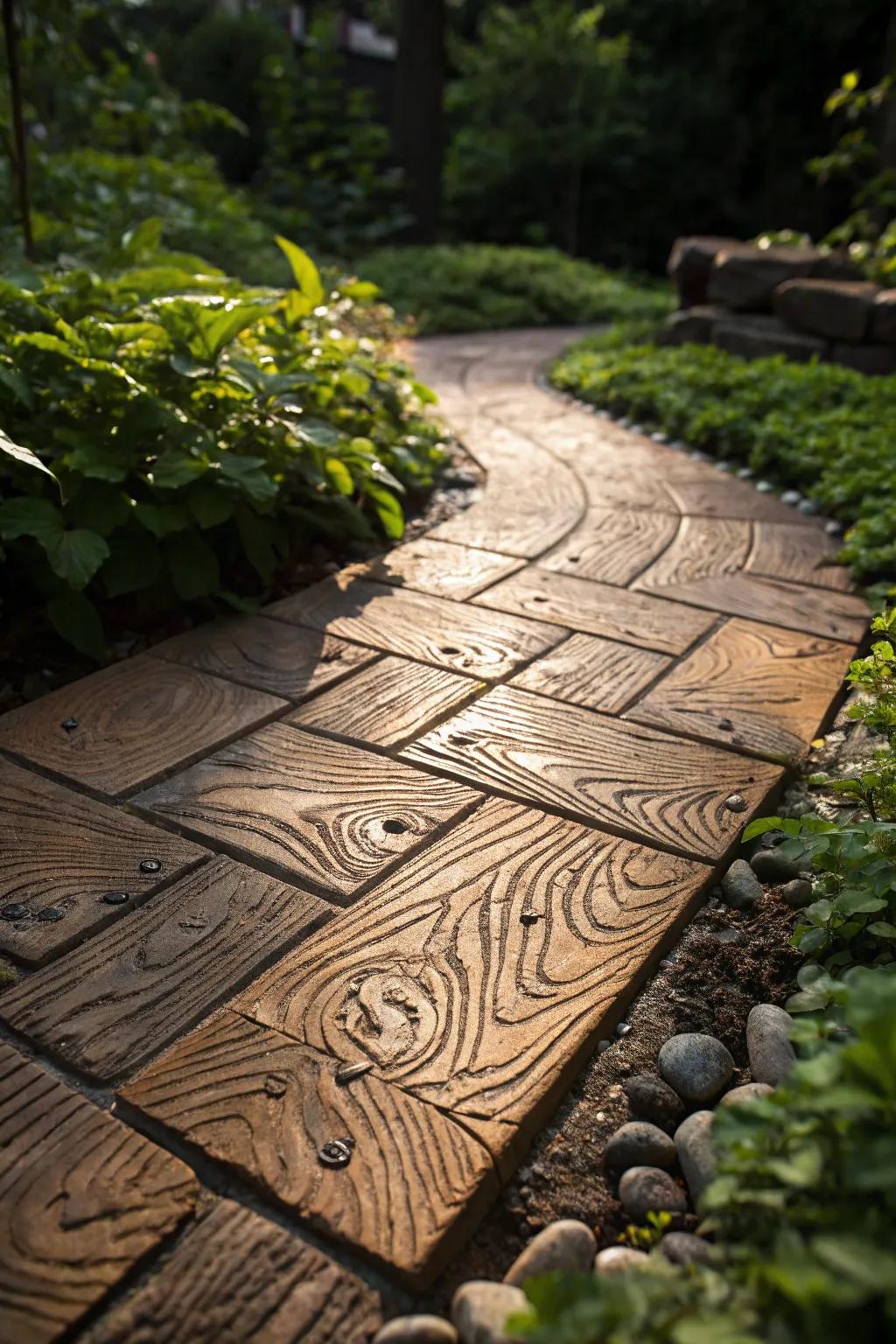 Elevate your garden with the timeless charm of wood-inspired pavers.