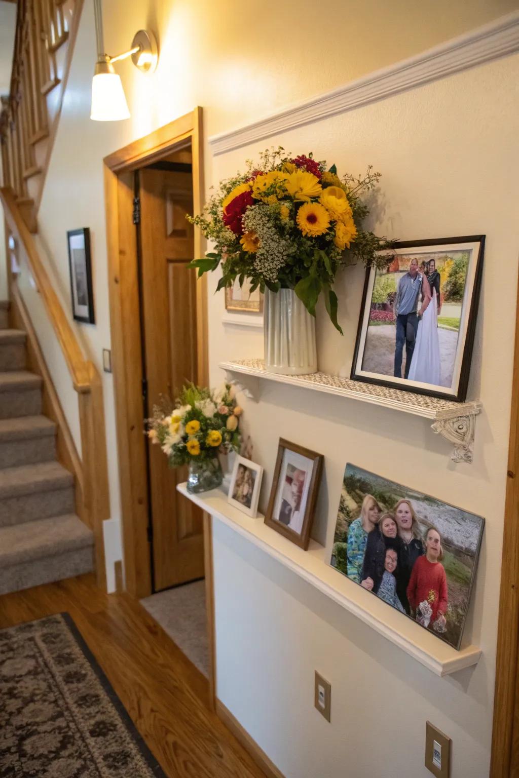 An entryway picture ledge creates a welcoming atmosphere.