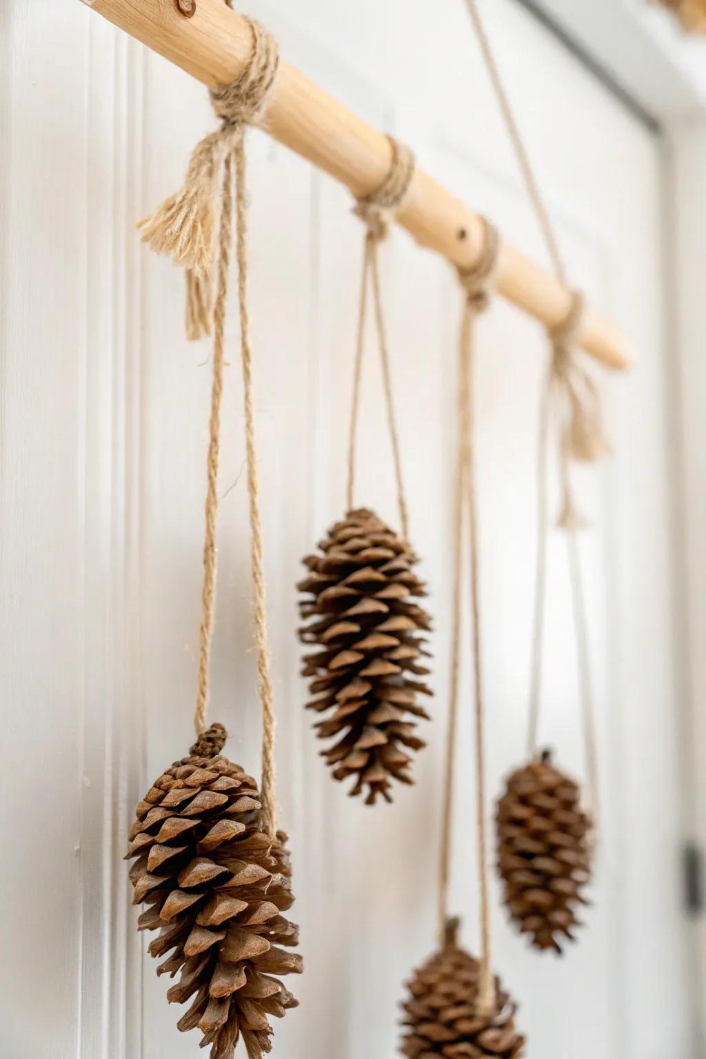 Elevate your door decor with a handcrafted pine cone hanging—simple, natural beauty at its finest.