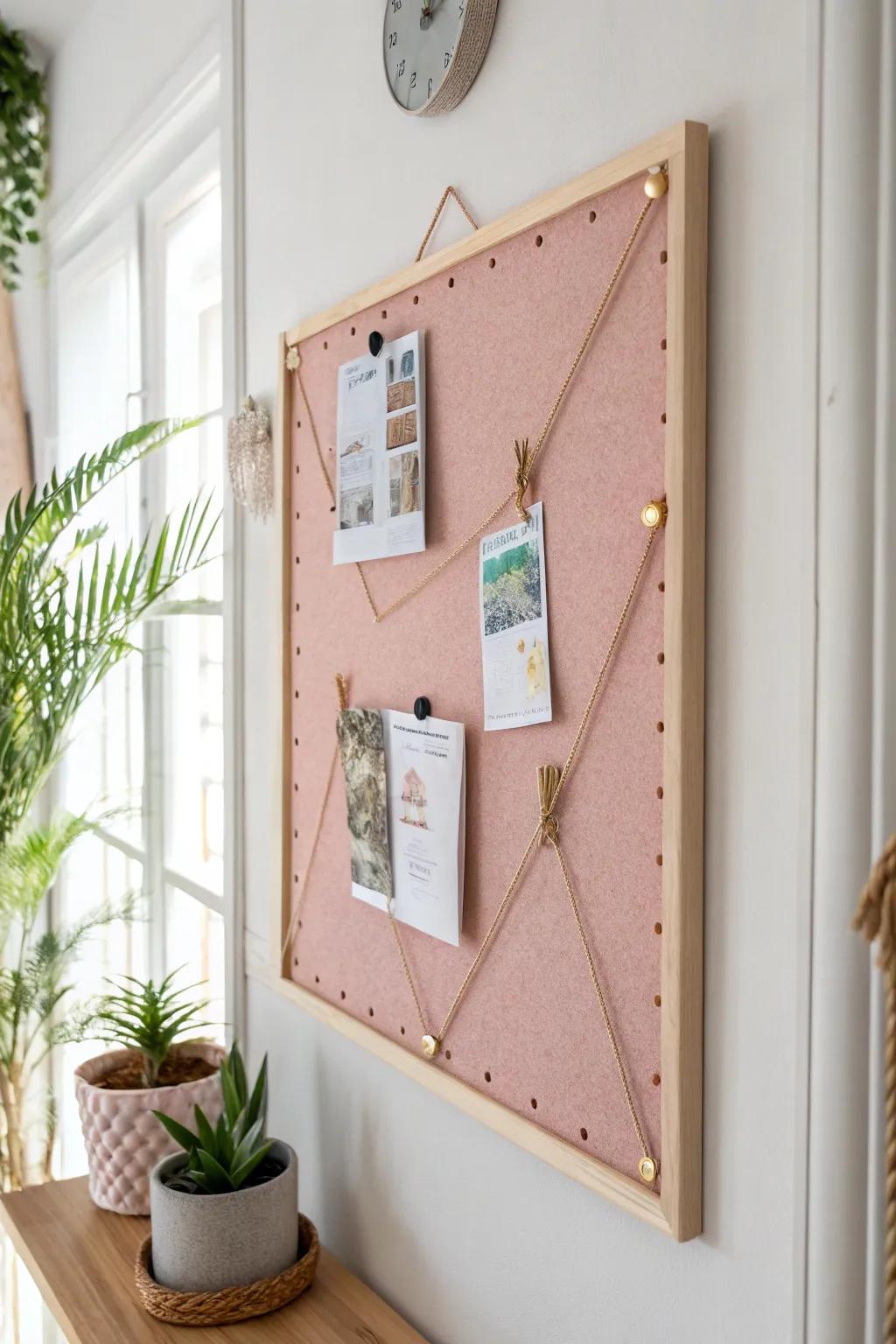 Elevate your space with this chic DIY pink corkboard - where minimalism meets boho elegance.