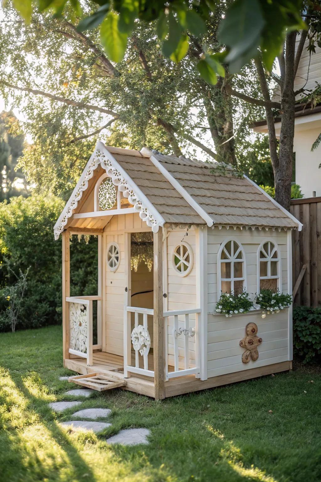 Step into a storybook world with this enchanting playhouse, where imagination meets minimalist charm.