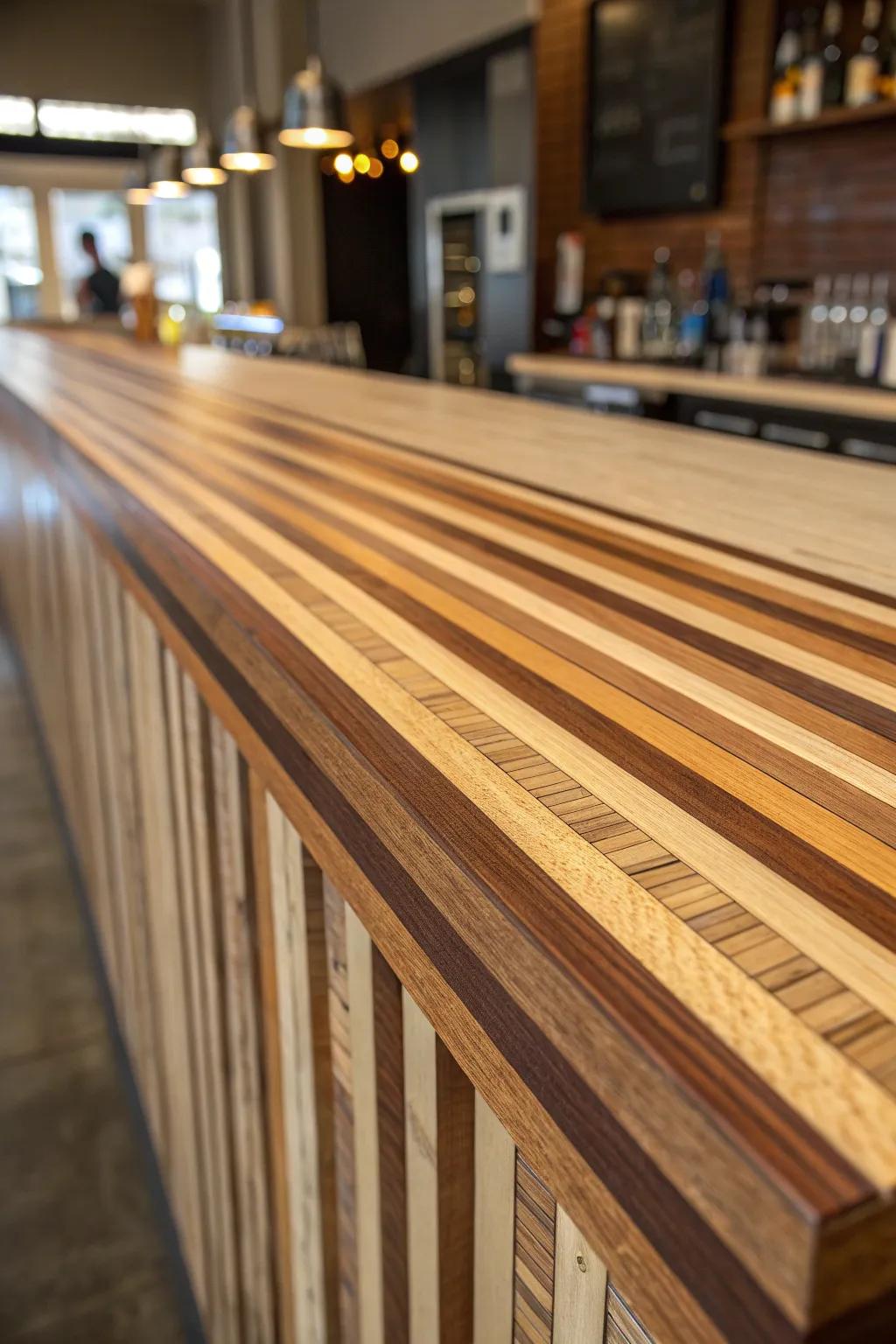 Craftsmanship in Focus: Discover the beauty of textured plywood for your bar top.
