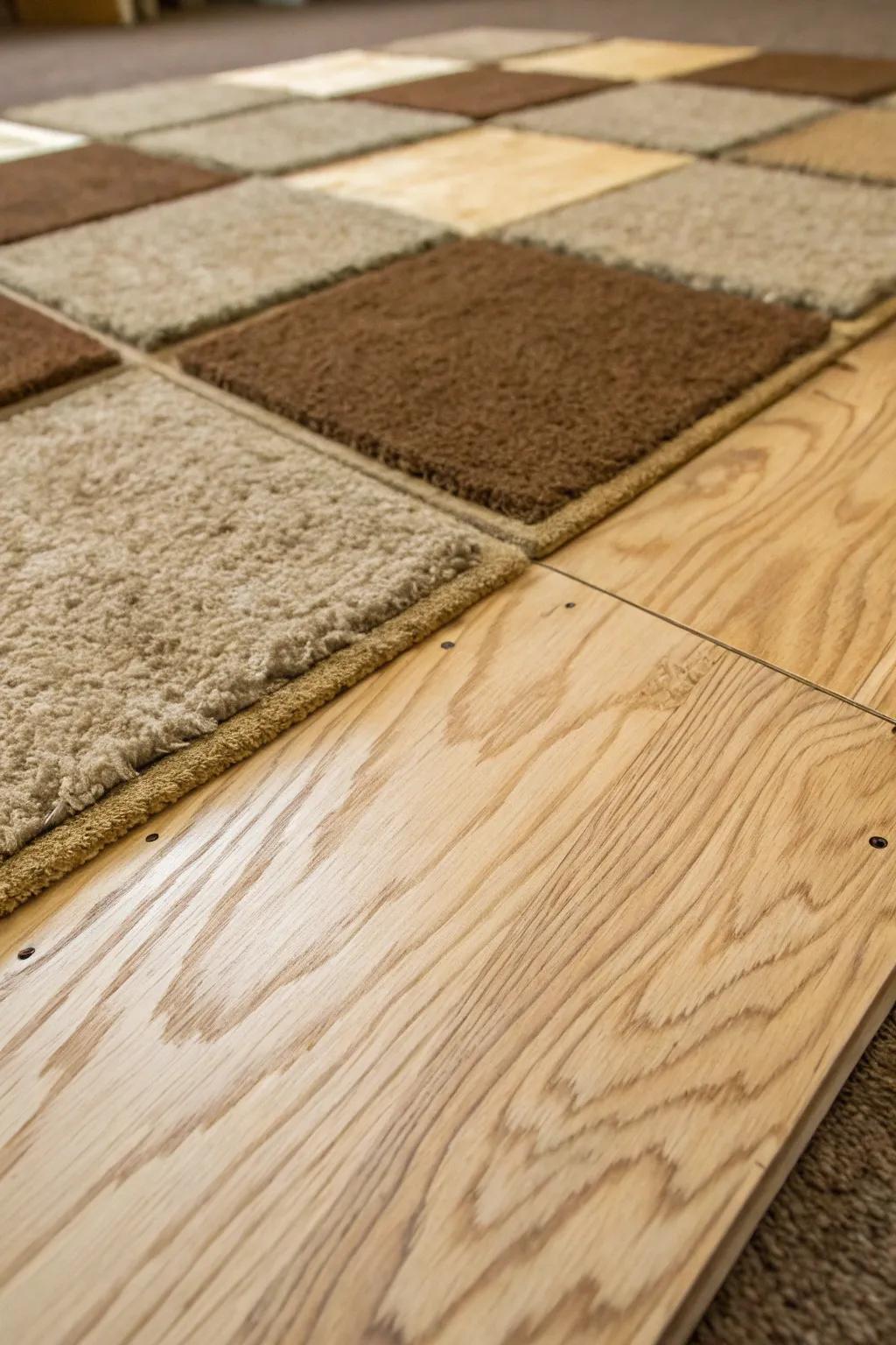 Elevate your shed with the perfect blend of natural plywood and cozy carpet squares.