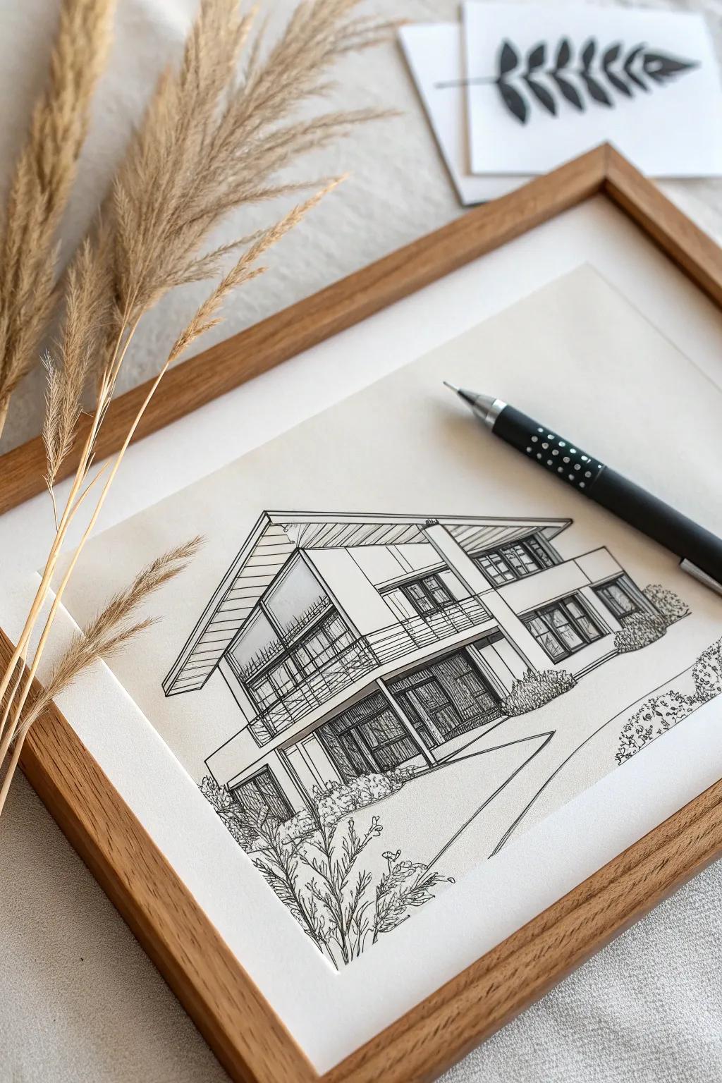 Discover the art of simplicity with this Scandinavian architectural study in posca pen.