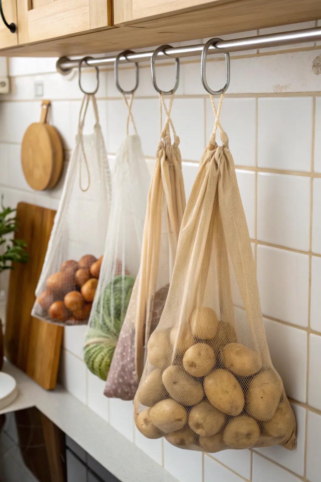 Eco-friendly bags for sustainable potato storage.