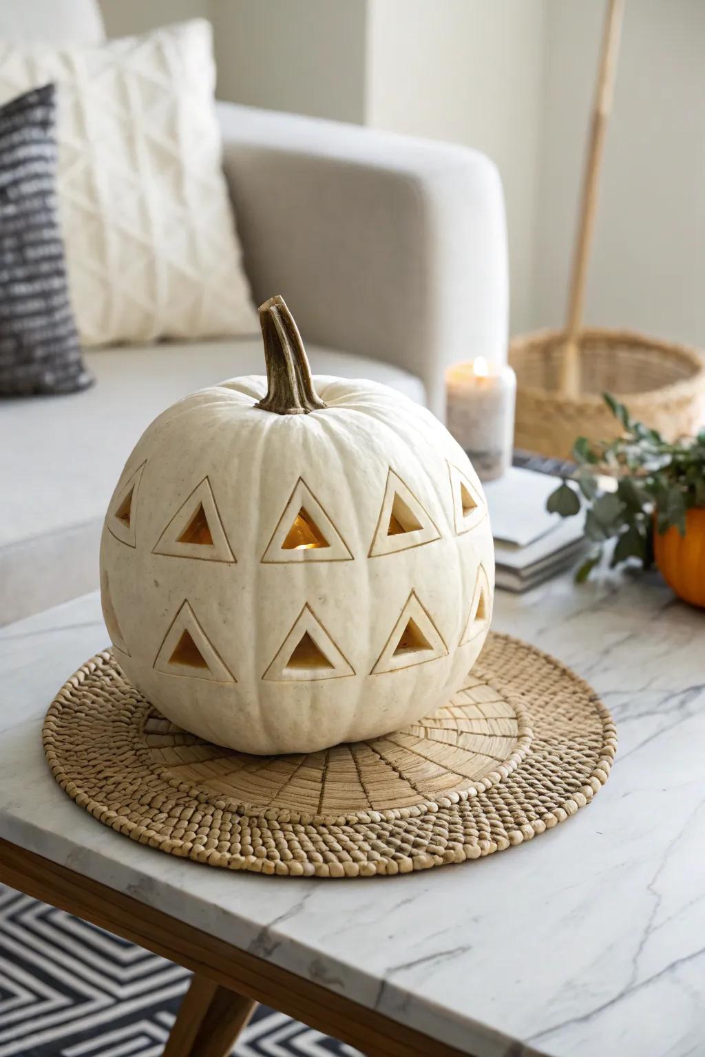 Elevate your autumn decor with geometric pumpkin art—where modern design meets seasonal charm.