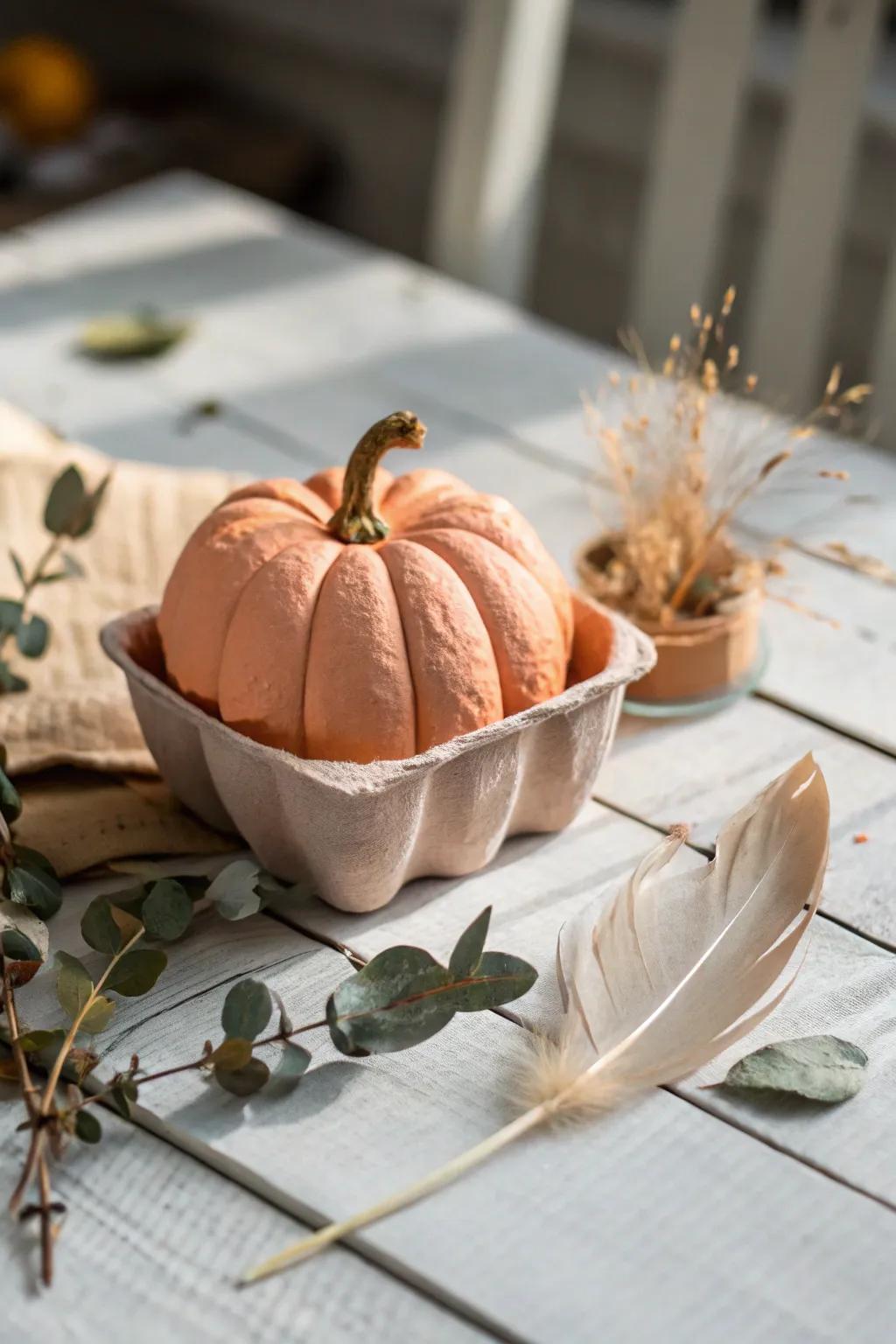 Transform egg cartons into charming mini pumpkins for an eco-friendly touch of fall decor.