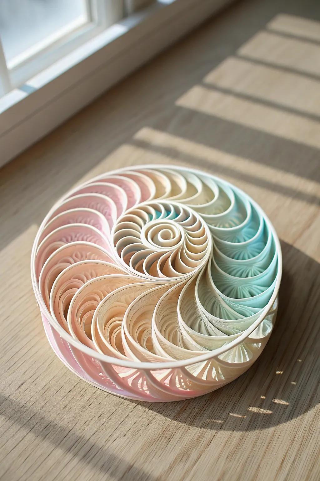 Elevate your space with the serene beauty of layered 3D spirals, where simplicity meets artistry.