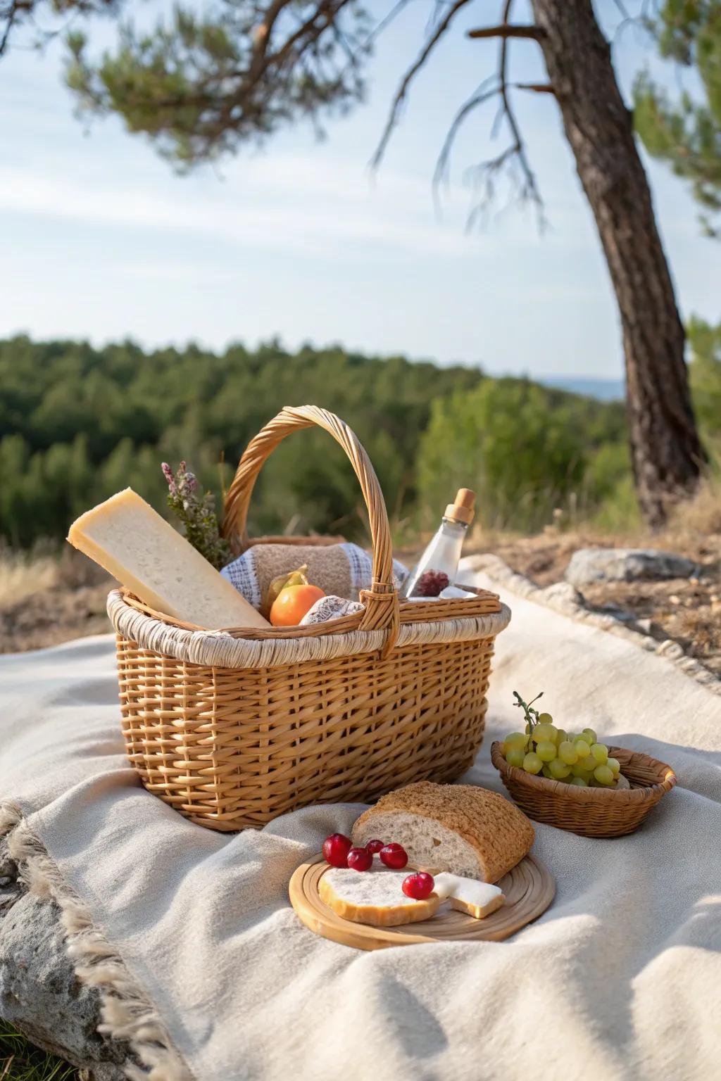 Embrace the art of alfresco dining with this elegantly curated picnic basket, perfect for nature lovers.