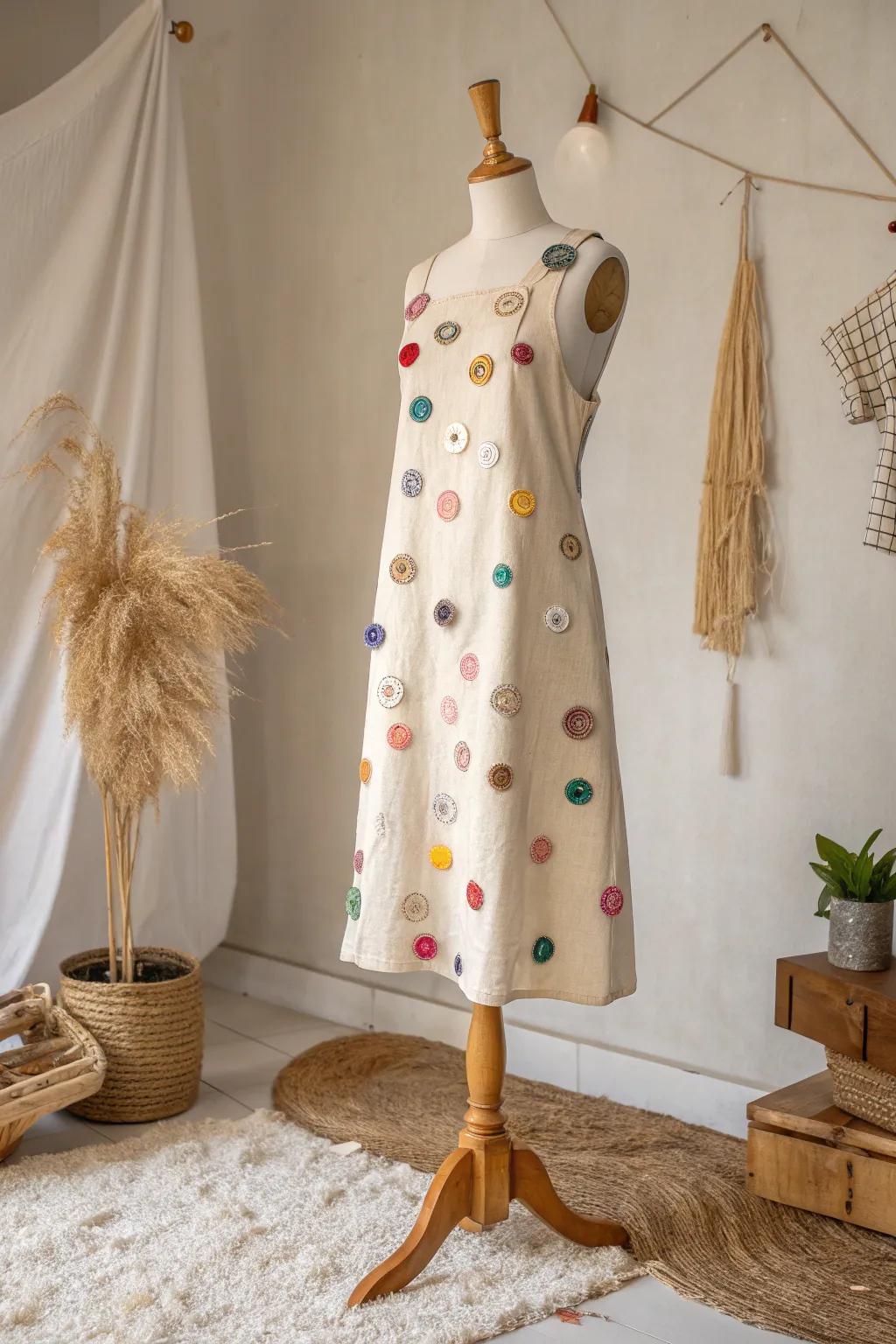 Button Bonanza: Transform your dress into a work of art with playful button accents!