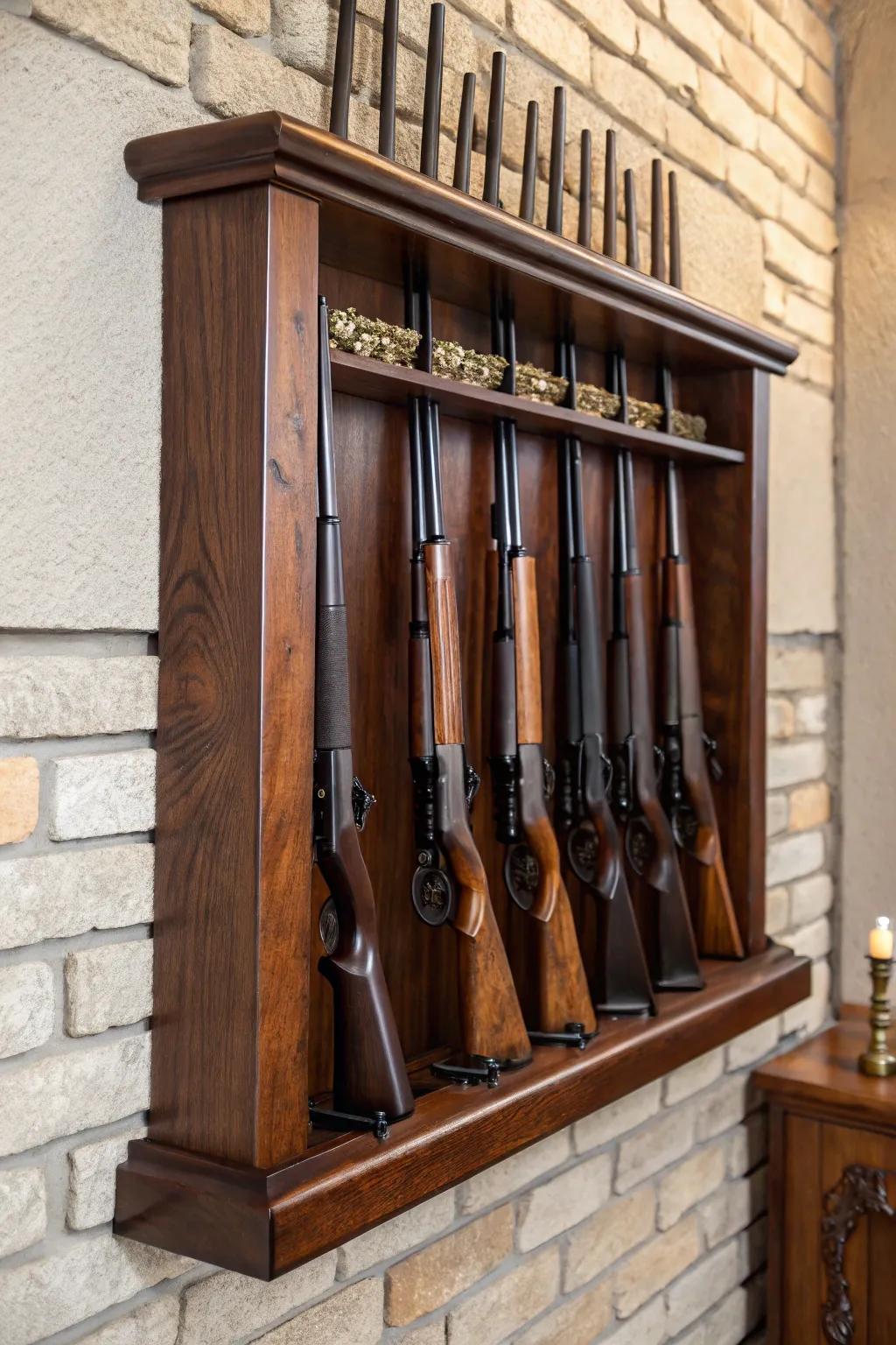 Elevate your reloading room with this expertly crafted gun rack for ultimate organization and security.