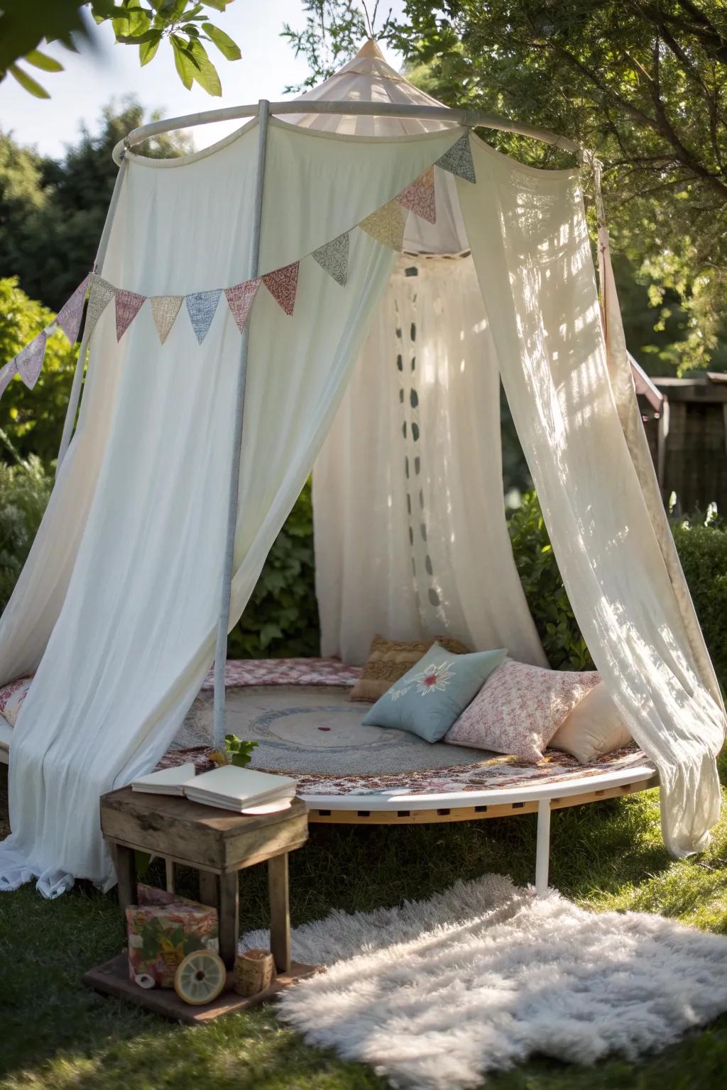 Transform a trampoline into a magical play fort — where imagination takes flight!