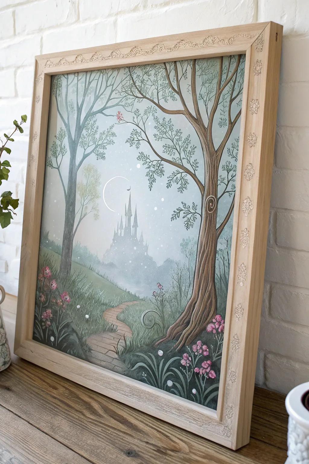 Step into the world of whimsical fairy tales with enchanting reverse glass art.