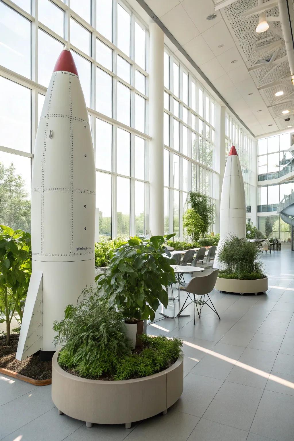 Bring a bit of space and nature together with rocket planters.