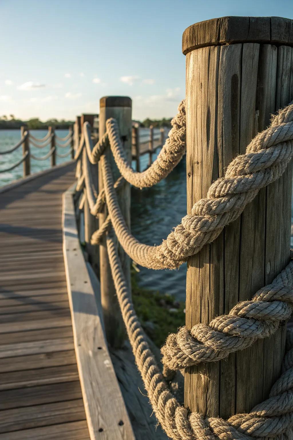 Elevate your dock's charm with a handcrafted nautical rope fence.