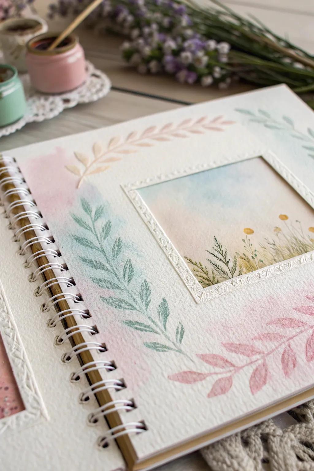 Add a touch of artistry to your scrapbook with textured paint borders. Embrace simplicity and elegance!