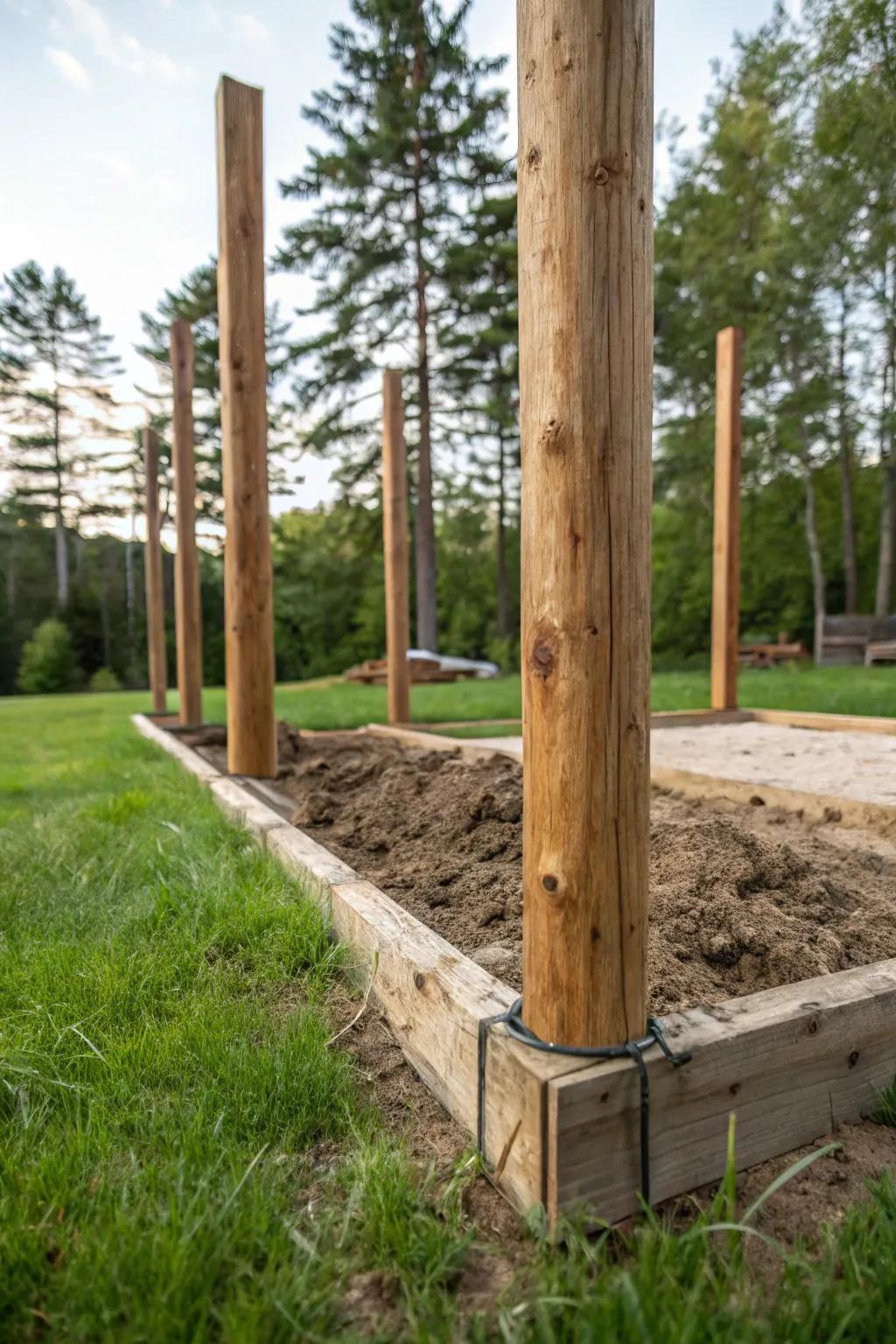 Embrace rustic charm with a pole-barn foundation that blends seamlessly into nature.