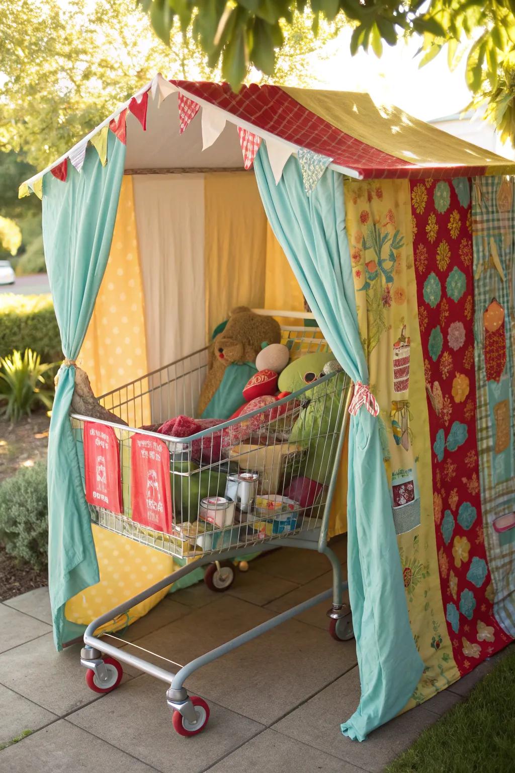 Unleash creativity with a unique playhouse made from a shopping cart—where imagination takes the lead!