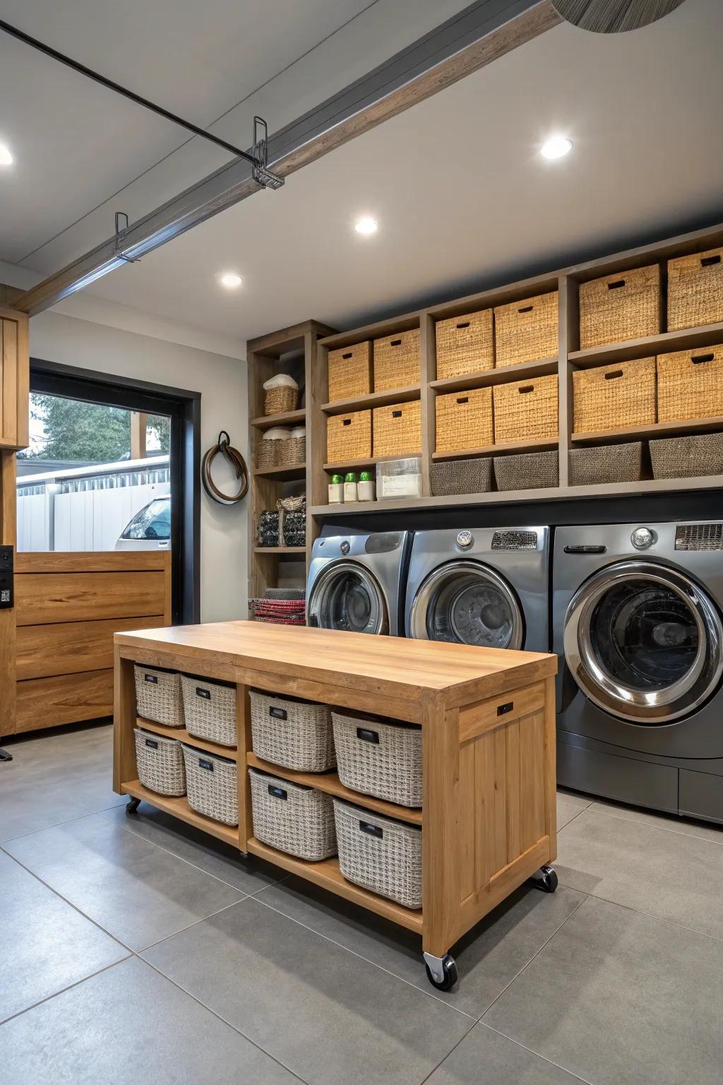 Transform your garage into a stylish and efficient laundry haven.