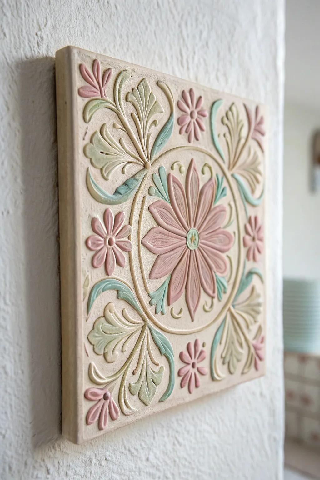 Elevate your space with the charm of handcrafted floral wall tiles.