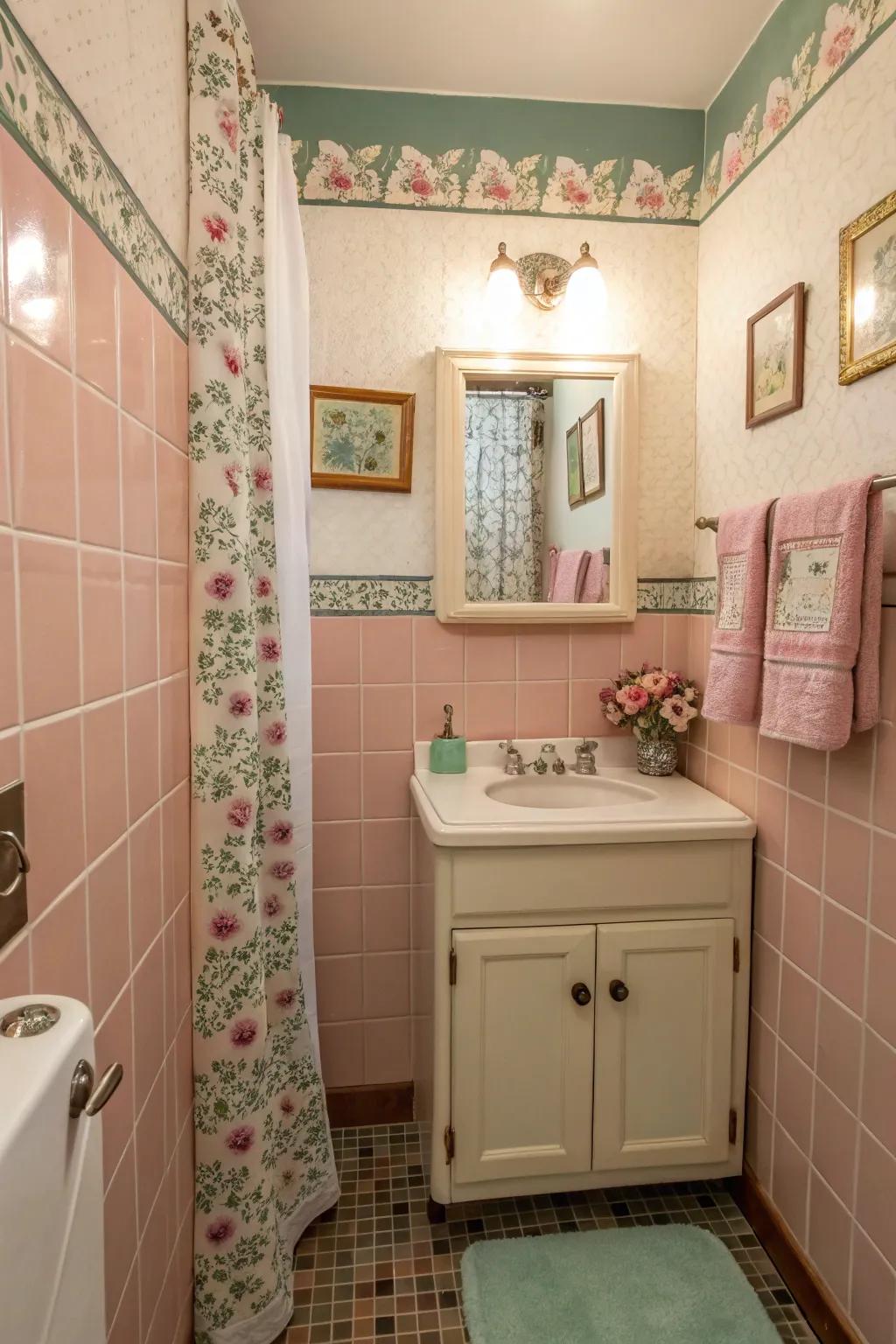 Retro tiles bring nostalgic charm.