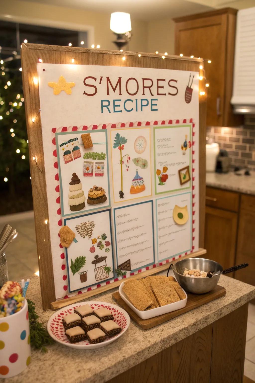 A s'mores recipe board offers a tasty educational experience.