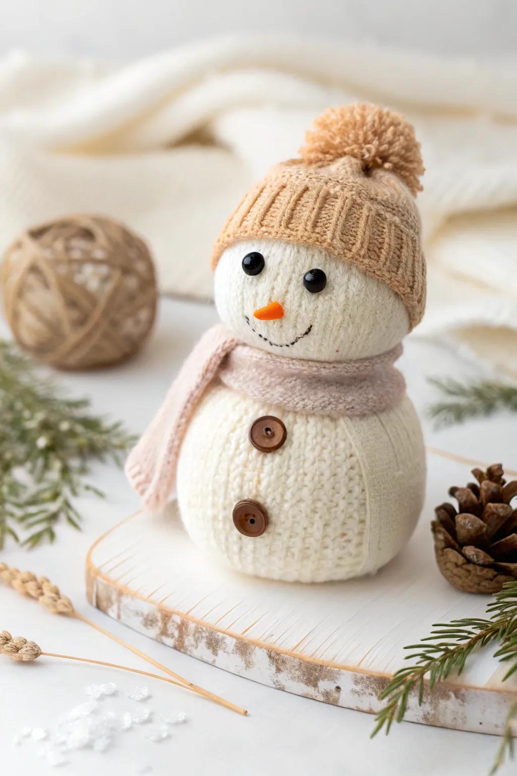 Craft your own cozy sock snowman - a perfect blend of minimalism and boho charm!