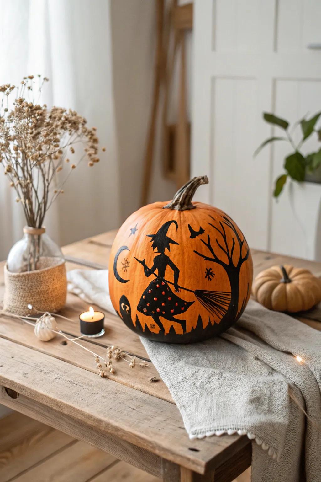 Embrace the charm of retro Halloween with this vintage witch pumpkin design. 🎃✨